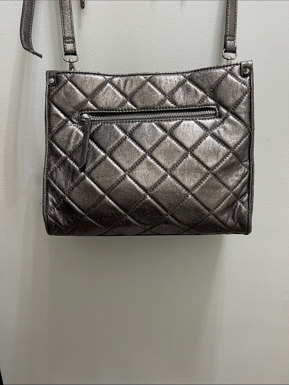 INC Quilted Metallic shoulder Bag - Silver